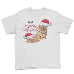 Merry Christmas Doggies Funny Humor T-Shirt Tee Gift Youth Tee - White